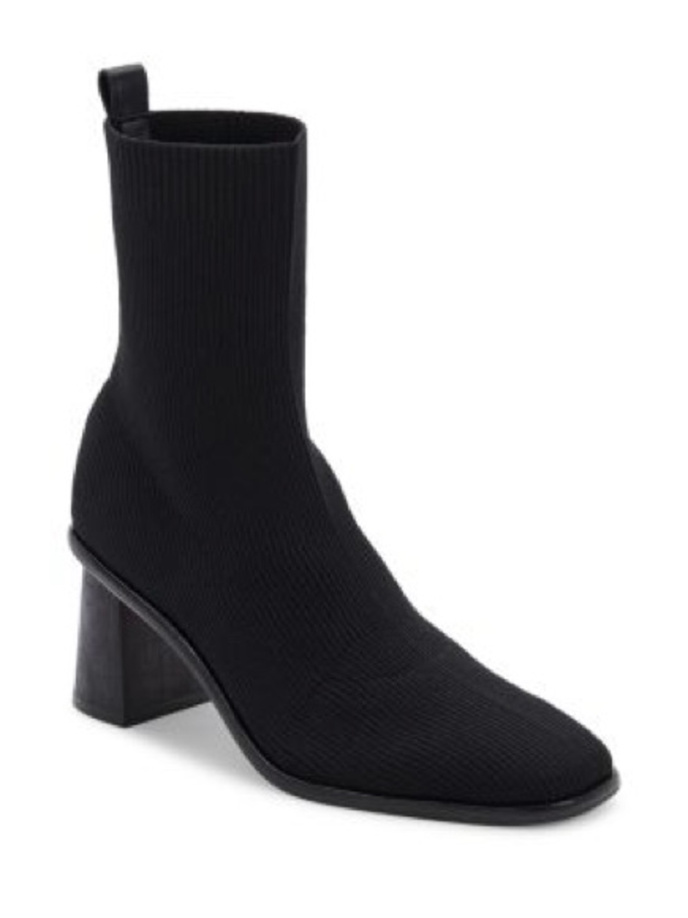 Dolce Vita Black Ribbed Knit Sock Boot with Block Heel